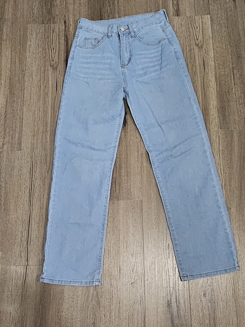 Source Unknown Light Blue High-Waist Straight Leg Jeans
